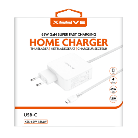 Chargeur Ordinateur USB-C 65W XSSIVE XSS-65W1.8MW - Blanc — Accessoire · Smarty Paris 18e